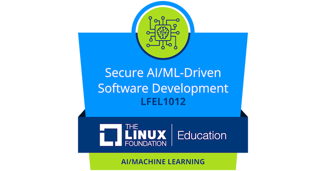 Badge Secure AI/ML-Driven Software Development, LFEL1012, rilasciato da The Linux Foundation