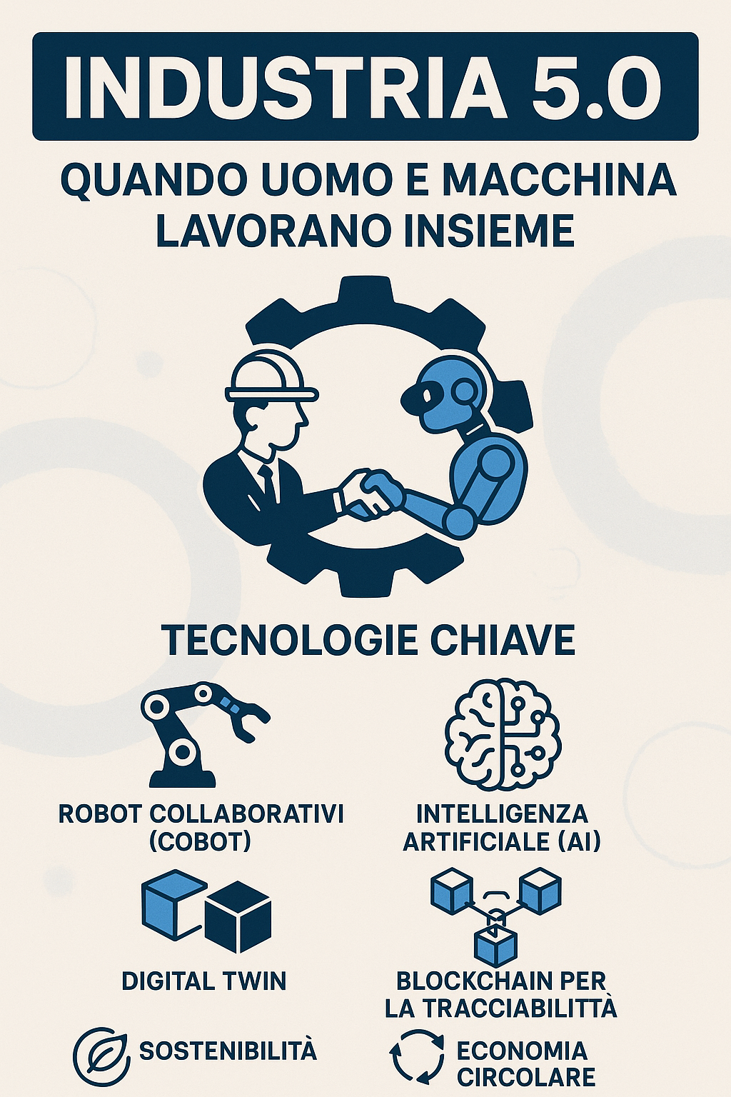Schema concettuale Industria 5.0 (persone+AI+IoT)